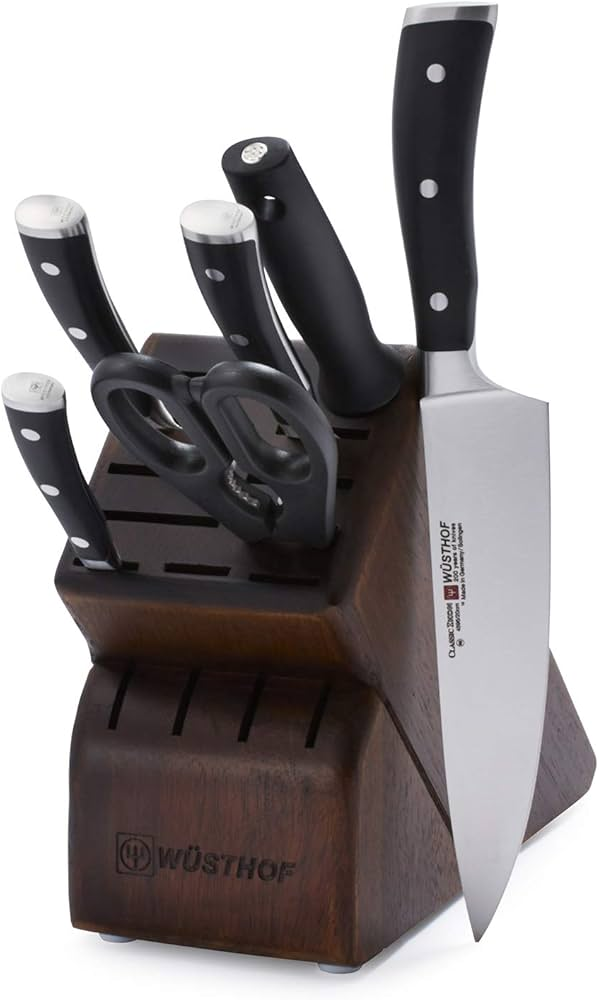 Wusthof Classic IKON Seven Walnut Block 7-Piece German Precision Forged High Carbon Stainless Steel Kitchen Knife Set (Amazon)